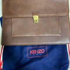 KENZO袋付き　ブラウンレザー ビジネスバッグ