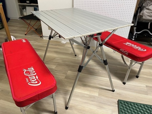 Coca-Cola Coleman テーブル チェアセット キャンプ BBQ (小川
