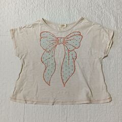 110・130cm HusHusH リボンプリントTシャツ姉妹お揃い　2点セットの画像