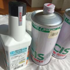 SUZUKI２cycleOIL（未開封品）1リッター缶２本＋1ｌセミ化学合成スモークレスOILの画像