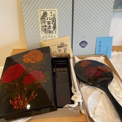 漆器文箱、手鏡セット