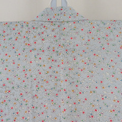 小紋 袷 縮緬 梅尽くし模様 薄水色ｘ多色 正絹 袷 広衿 仕立て上がり着物 身丈158cm 【キモノオフ野々市若松店】の画像