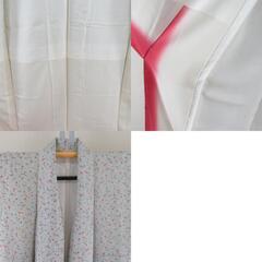 小紋 袷 縮緬 梅尽くし模様 薄水色ｘ多色 正絹 袷 広衿 仕立て上がり着物 身丈158cm 【キモノオフ野々市若松店】の画像