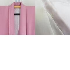 色無地 袷 ピンク色 一つ紋 蔦紋 広衿 正絹 仕立て上がり 身丈158cm 【キモノオフ野々市若松店】の画像