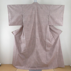 紬 着物 亀甲模様 くすんだピンク色 袷 広衿 絹 仕立て上がり...