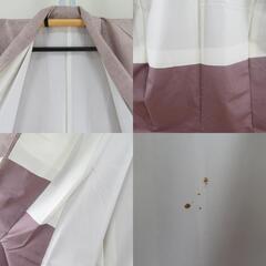 紬 着物 亀甲模様 くすんだピンク色 袷 広衿 絹 仕立て上がり着物 身丈162cm 【キモノオフ野々市若松店】の画像