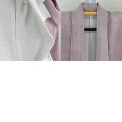 紬 着物 亀甲模様 くすんだピンク色 袷 広衿 絹 仕立て上がり着物 身丈162cm 【キモノオフ野々市若松店】の画像