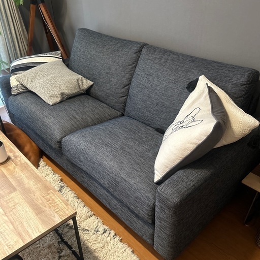 6/27迄【美品】ニトリ　3人掛けソファ　ネイビー　ポケットコイル