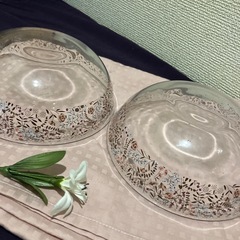 新品　花柄　ガラスボウル　2枚の画像