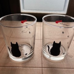 新品　猫ちゃん柄🐈‍⬛ガラスコップ２個❗️の画像