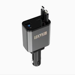 AA21 車 充電器 シガーソケットUSB 引き込み式 50w ...