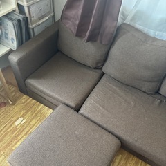 ソファ　オットマン付き　ブラウンの画像