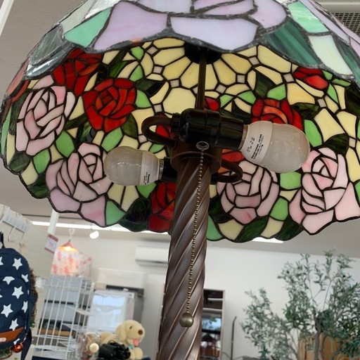 美原店 ステンドグラス フロアランプ アンティーク 花柄　照明器具