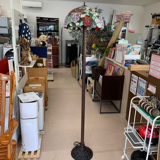 美原店 ステンドグラス フロアランプ アンティーク 花柄　照明器具