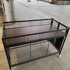 折り畳みワゴン 陳列棚　ワゴン　幅120cm スチール製 キャスター付きの画像