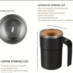 1pc 電動コーヒー搗くカップ、USB充電式デジタルディスプレイ磁気ミキサー、ABS素材、リチウムポリマーバッテリー、ホリデーの理想的なギフトの画像