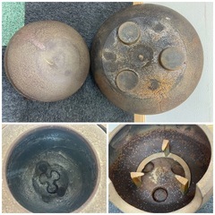 茶道具 風炉釜 鉄釜 茶釜 五徳　金属工芸 アンティーク  中古品の画像
