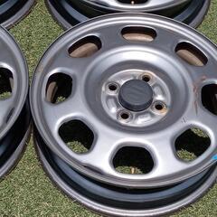 ハスラー純正【富山】スズキ純正 ソリオ ワゴンR スペーシア アルト エブリィ 15インチ中古４本 スチール鉄ホイール ダイハツもOKの画像