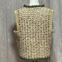 手編み！透かし編みベストカーディガン a vest; cardigan　hand knittingの画像