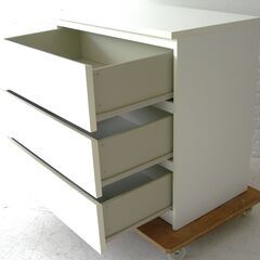 木製　ローチェスト タンス　805ｘ485ｘ775　3段　引出し ホワイト色（白色） 完成品　未使用保管品　引き取り限定の画像