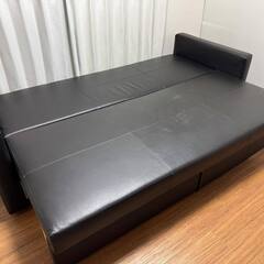 取り引き成立しました。終了します。まで車で引取限定　FRIHETEN フリーヘーテン IKEA　3人掛けソファベッド, ブラック　黒の画像