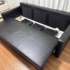 取り引き成立しました。終了します。まで車で引取限定　FRIHETEN フリーヘーテン IKEA　3人掛けソファベッド, ブラック　黒の画像