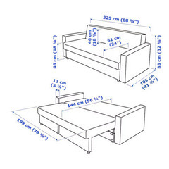 取り引き成立しました。終了します。まで車で引取限定　FRIHETEN フリーヘーテン IKEA　3人掛けソファベッド, ブラック　黒の画像