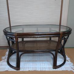 ラタン　ガラステーブル