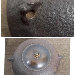茶釜 銅製蓋 3.5キロ 幅24㎝ アンティークの画像