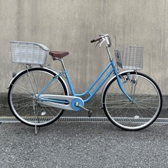 【整備済み・良品】27インチ変速なし 状態良スカイブルー自転車