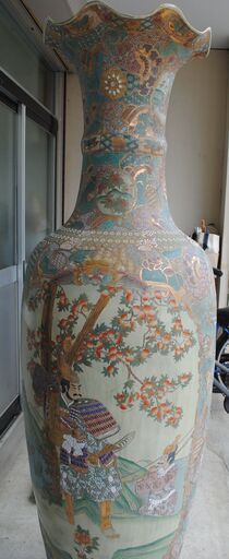 [1329J]薩摩焼　特大花瓶　色絵　飾壺　中国古玩　骨董品　オブジェ