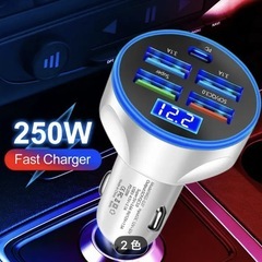 ⭐️新品・未使用⭐️未開封⭐️色：ホワイト⭐️超高速充電カーアダプター🟪Superモード&デュアル3.1A&デュアルType-C🟪デジタルディスプレイ🟪の画像
