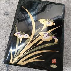 香典　仏具　文箱　金蒔絵　黒塗り文庫　菖蒲　木製　漆芸