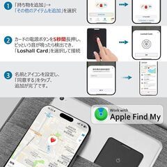 SANLIU 紛失防止タグ (2枚セット) エアタグ gps 子供 gpsタグ 忘れ物防止 タグ スマートトラッカー 財布 gps 1.5mm極薄 紛失防止カード MFi認証品 （Apple「探す」に対応）高齢者 見守り 落とし物防止タグ gps 【10年間超の画像