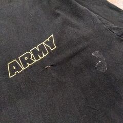 JERZEES ARMY Tシャツ プリント XL ブラック/黒 半袖T ジャージーズ 古着 ヴィンテージ ダメージ・リペア跡有 札幌市 中央区 南12条の画像
