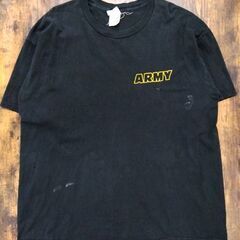 JERZEES ARMY Tシャツ プリント XL ブラック/黒 半袖T ジャージーズ 古着 ヴィンテージ ダメージ・リペア跡有 札幌市 中央区 南12条の画像