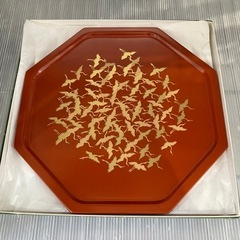 ★  美品！【象彦】 洗朱八角盆 千羽鶴 北九州店舗店頭販売のみ