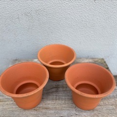 ①植木鉢　素焼き　テラコッタ鉢×3つ　穴あり　重量あり 幅15x...