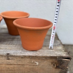 ②植木鉢　素焼き　テラコッタ鉢×3つ　穴あり　重量あり 幅15xm×高さ10cm【おしゃれなガーデニング　寄せ植えに】の画像