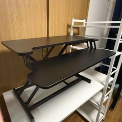 【未使用に近い】スタンディングデスク リフトアップデスク 黒(ブ...