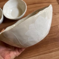 高価品　大鉢&小鉢セット　白オシャレの画像