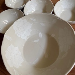 高価品　大鉢&小鉢セット　白オシャレの画像
