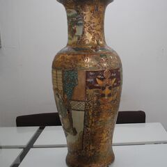 [1331J] 薩摩焼 遊女図 壺 花瓶 オブジェクト 置物  ...