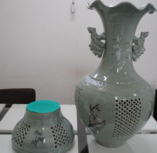 剛人・高麗青磁・飾り壺・花瓶・花器・No.221025-34・梱包サイズ