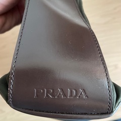 ◆美品◆PRADA プラダ◆ナイロン カーフ レザー 本革◆ワン ショルダー バッグ◆カーキ 茶色 SV金具◆イタリア製◆ヴィンテージの画像