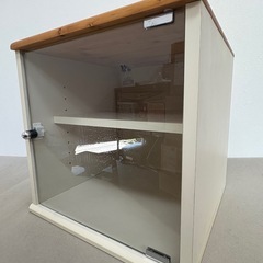 収納家具　木製　ガラス戸付き　棚　ボックス　(約)D39cm×W...