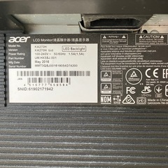 【お買い得‼️】acerモニター KA270H 2016年式🟢の画像