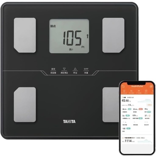 新製品 新品未開封 タニタ 体重計 体組成計 スマホ連動【業界初 脚点判定（体重を支える足の筋肉量を点数化）】体脂肪率/筋肉量/内臓脂肪レベル/体重/体内年齢/基礎代謝量/BMI/乗るピタ/マイサポ 立て掛け収納OK ヘルスメーター BC-774L-BK