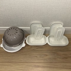 保存容器とザル 3個セット　#ざる と #ボウル のセット グレーとホワイトの画像