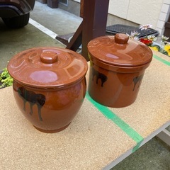 台所に　ぬか漬けに美品かめ　瓶　２つまとめて